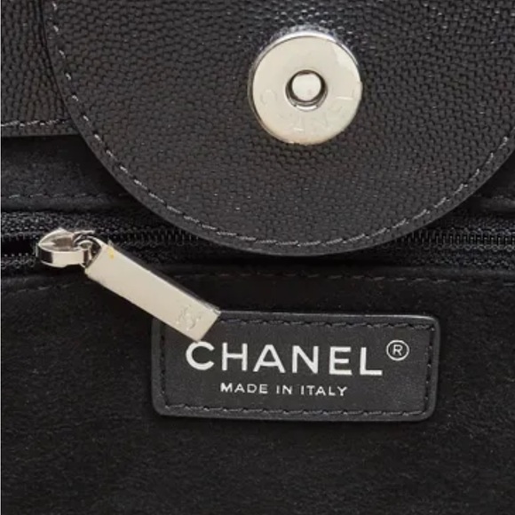 CHANEL Black Caviar Leather Studded Large Deauville Tote Bag SHW - Picture 9 of 10